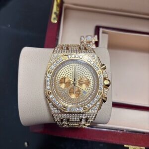 Gold and Diamond-Accented Watch